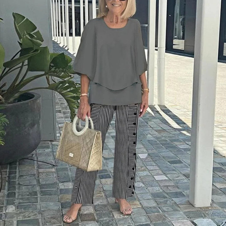 Wenda™ Ensemble Naturel | Haut Décontracté et Pantalon Large