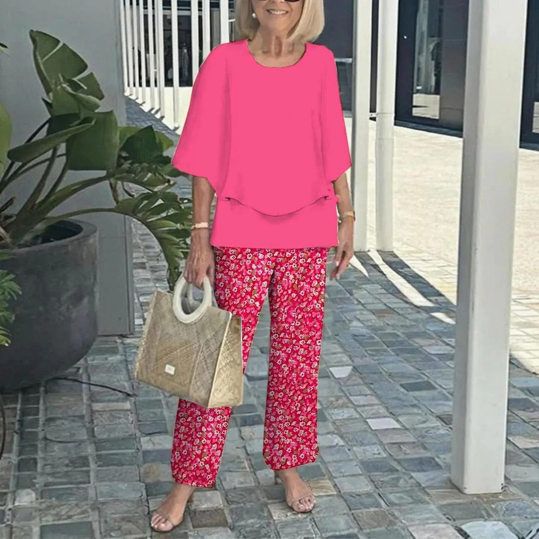 Wenda™ Ensemble Naturel | Haut Décontracté et Pantalon Large