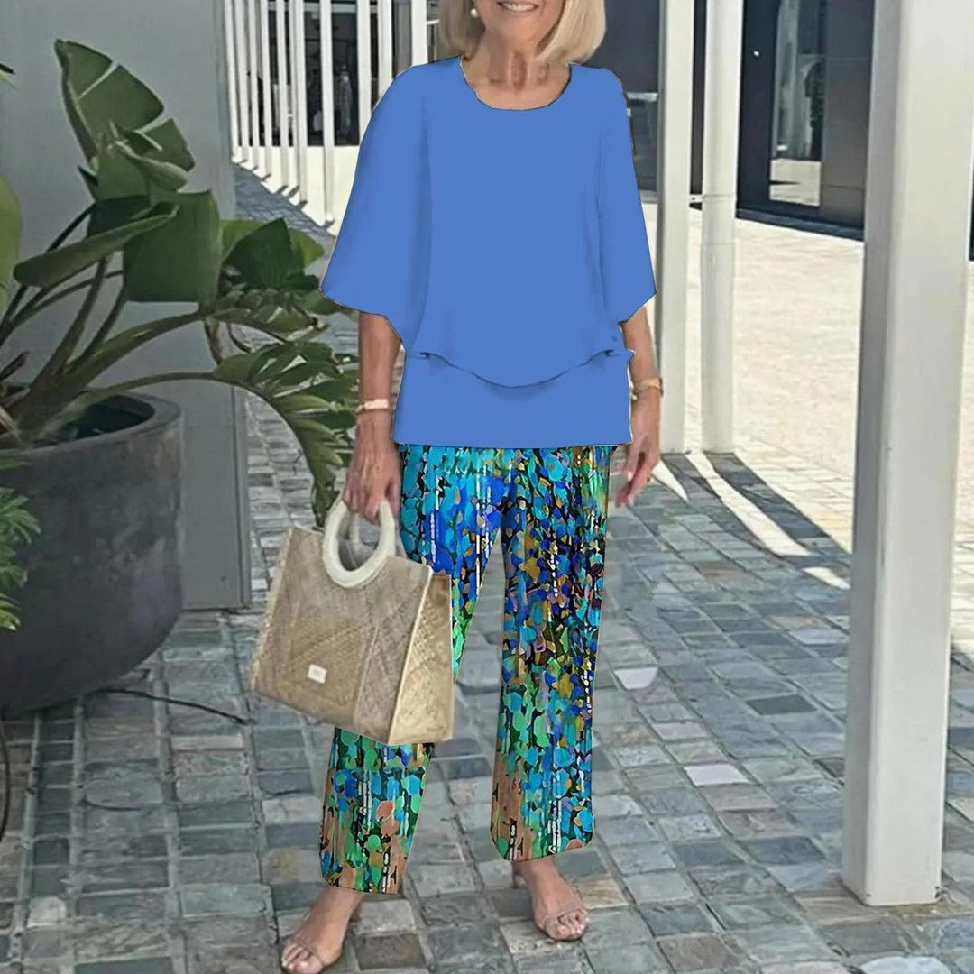 Wenda™ Ensemble Naturel | Haut Décontracté et Pantalon Large