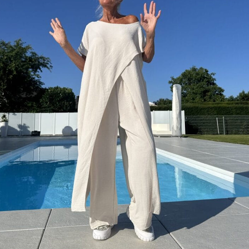 Gabrielle™ Ensemble Épaules Dénudées | Haut Décontracté et Pantalon Large