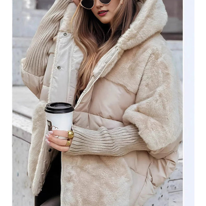 Amélie Marseille Maison | Veste puffer oversized pour femmes avec capuche en design patchwork