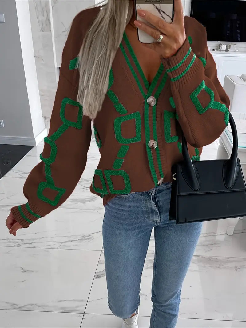 Amélie Marseille Maison | Cardigan géométrique multicolore