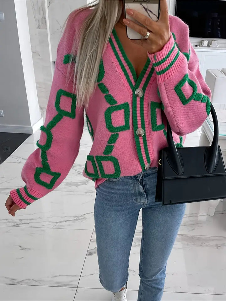 Amélie Marseille Maison | Cardigan géométrique multicolore