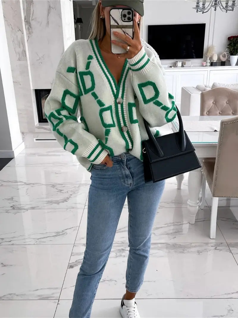 Amélie Marseille Maison | Cardigan géométrique multicolore
