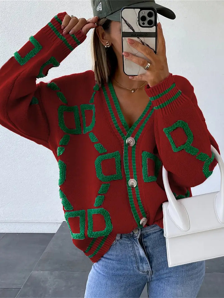 Amélie Marseille Maison | Cardigan géométrique multicolore