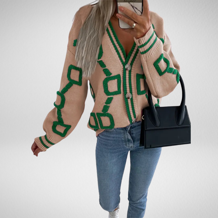 Amélie Marseille Maison | Cardigan géométrique multicolore