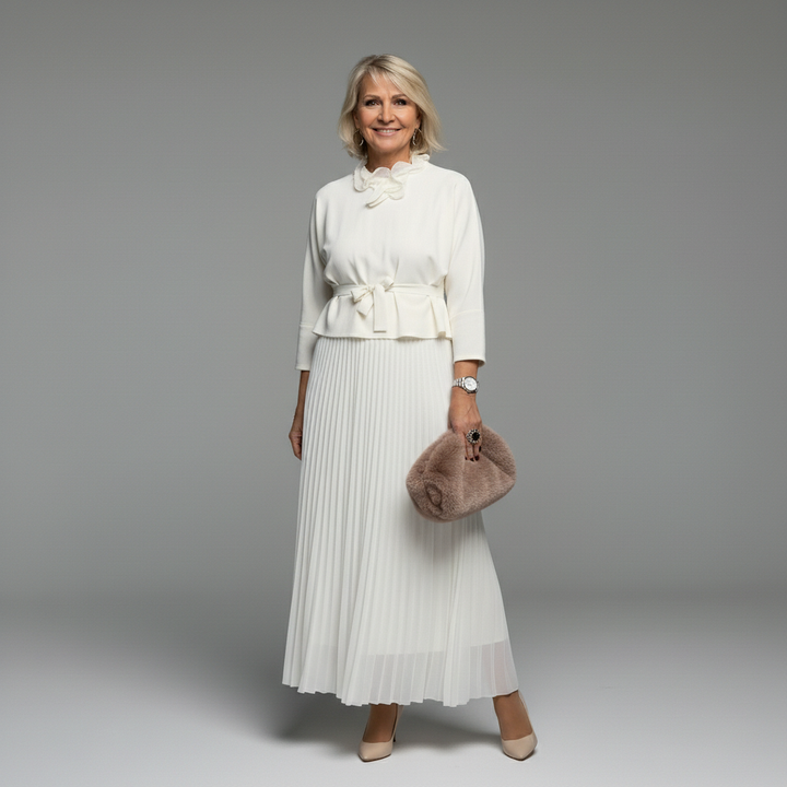 Emmie™ Ensemble Élégant | Ensemble Robe en Maille Superposée