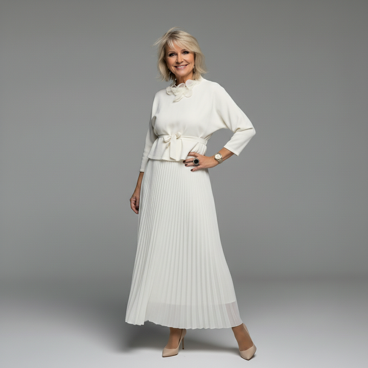 Emmie™ Ensemble Élégant | Ensemble Robe en Maille Superposée